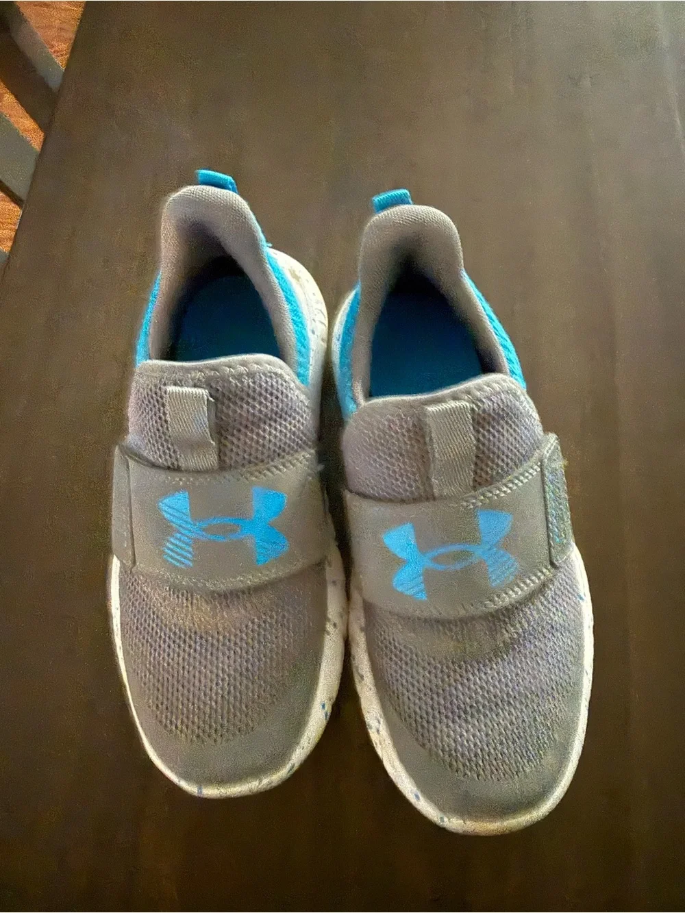 Under Armour Kids Gray and Blue Slip-On Sneakers